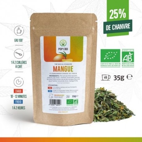 Organic hemp tea with mango flavor